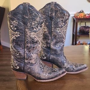 Circle G leather embroidered cowboy boots